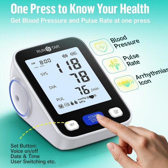 Upper Arm Blood Pressure Monitor with Wide Range Cuff (8.7'' -16.5'') for Home U - Picture 3 of 7